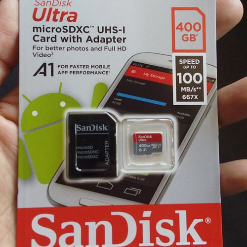 Essential microSD 400gb card 500p