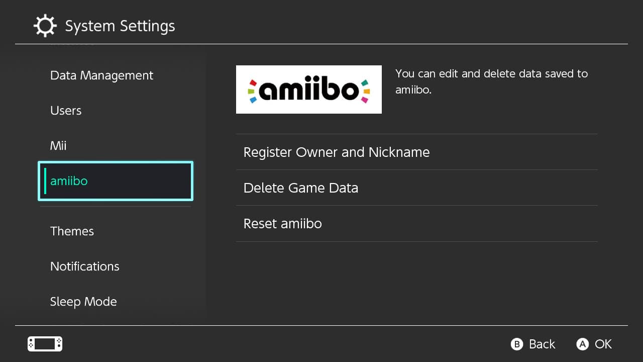 Nintendo Switch Amiibo Settings
