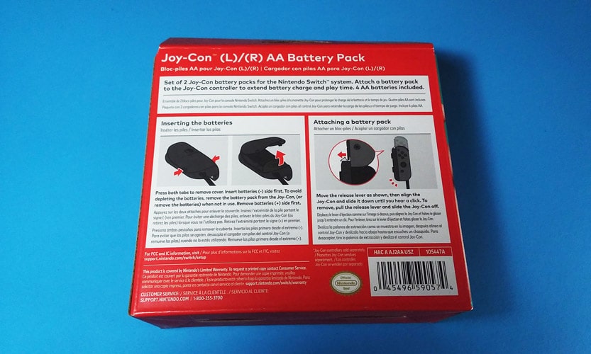 joy con aa battery pack back of box