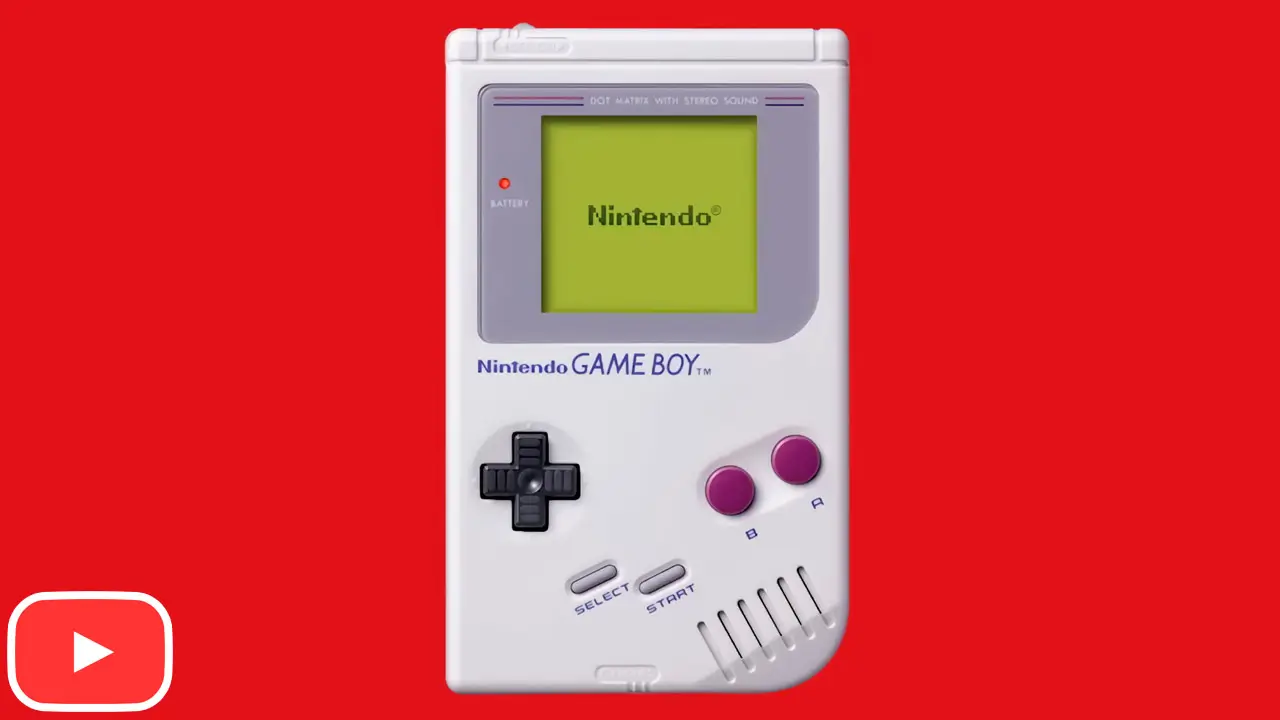 game boy console on red background