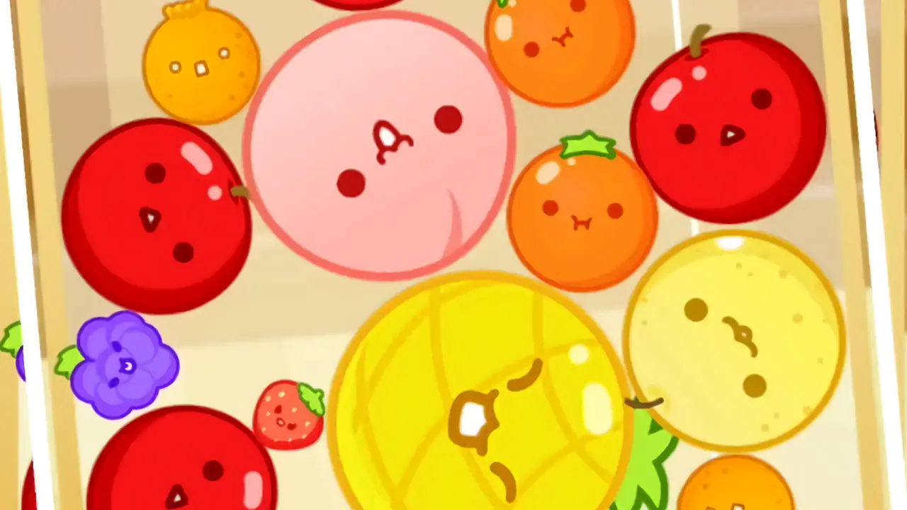 Suika Game fruits close up
