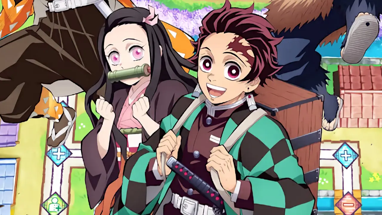 Demon Slayer characters on a board game