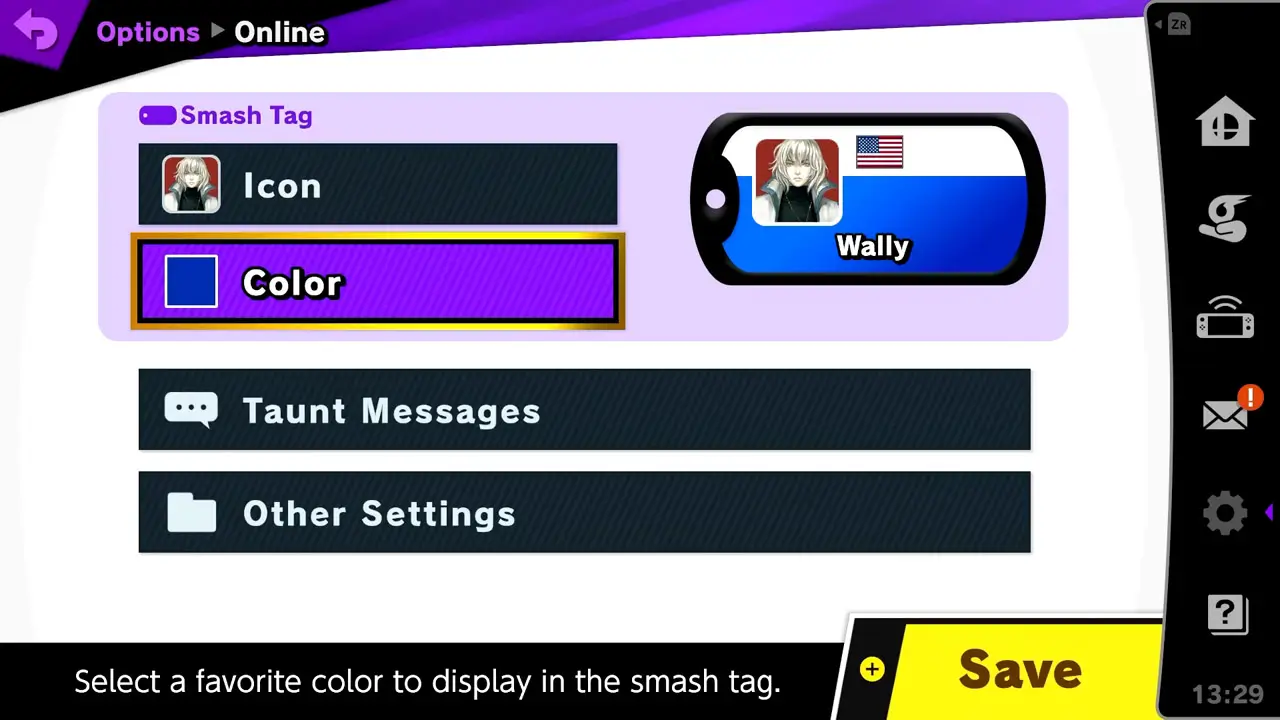 icon customization screen with many options such as icon, color, and taunt messages