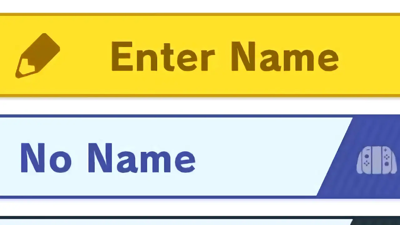 enter name and no name name entry screen close up