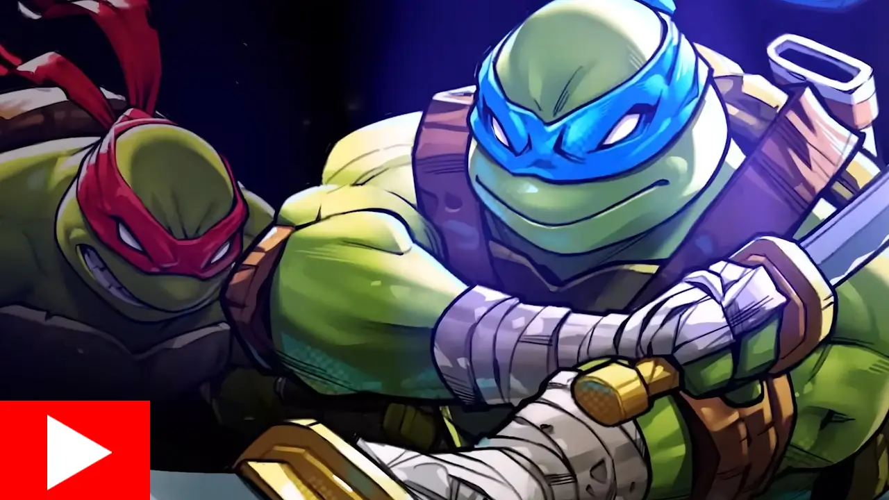 ninja turtle holding sword with another next to him