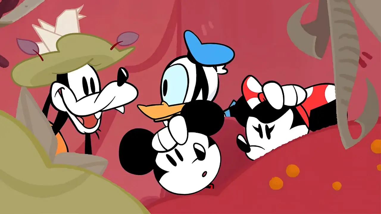 mickey and gang in bushes