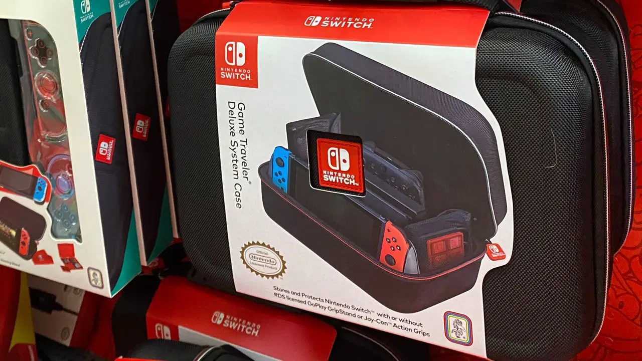 a close up of a nintendo switch carrying case