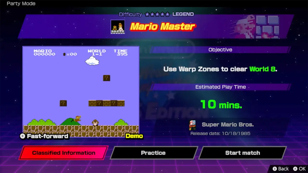 gameplay screenshot of mario and on-screen information on how to play