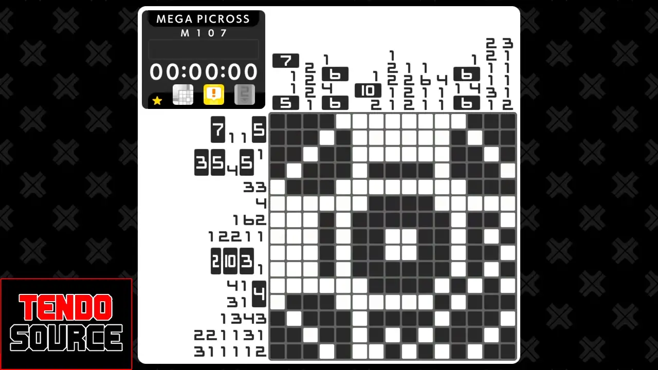 An image of a crossword puzzle with a high number of squares in a picross grid.
