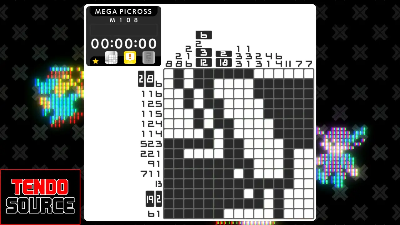 An image of a crossword puzzle with a high number of squares in a picross grid.