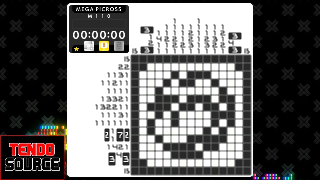 An image of a crossword puzzle with a high number of squares in a picross grid.