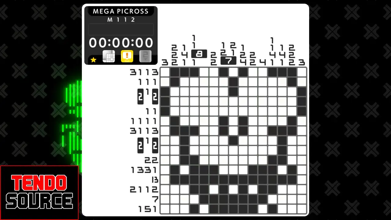 An image of a crossword puzzle with a high number of squares in a picross grid.