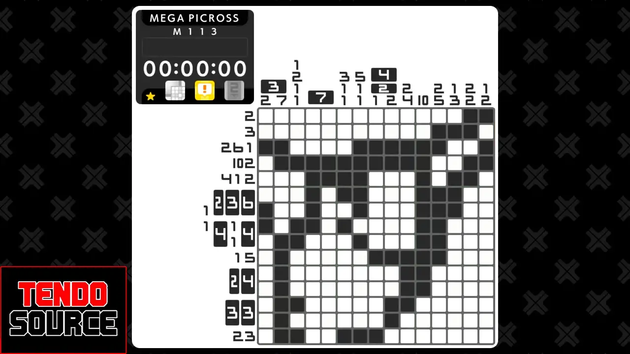An image of a crossword puzzle with a high number of squares in a picross grid.