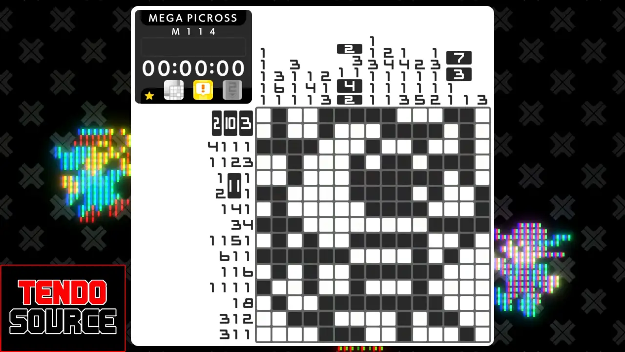 An image of a crossword puzzle with a high number of squares in a picross grid.