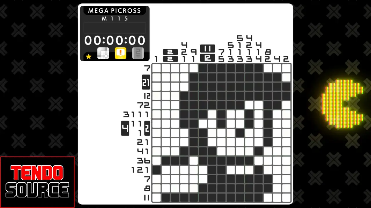 An image of a crossword puzzle with a high number of squares in a picross grid.