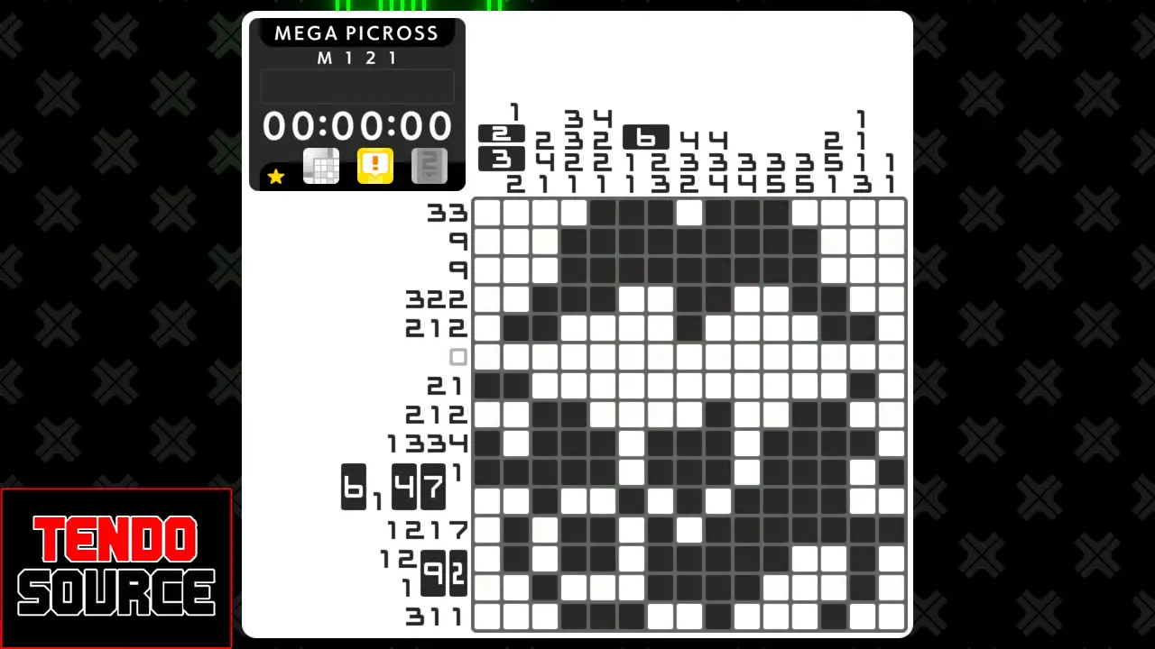 An image of a crossword puzzle with a high number of squares in a picross grid.