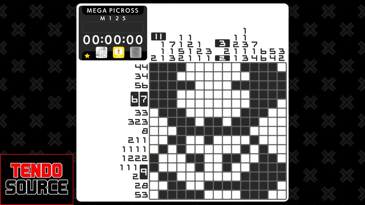 An image of a crossword puzzle with a high number of squares in a picross grid.