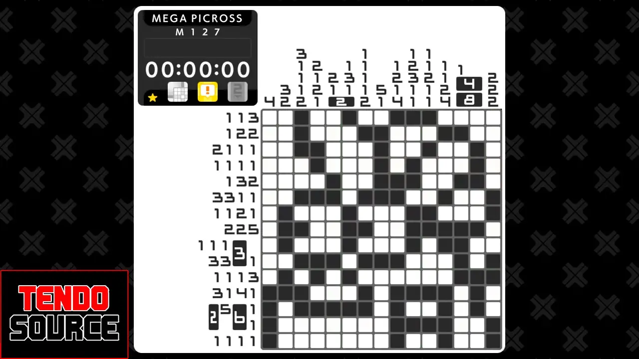An image of a crossword puzzle with a high number of squares in a picross grid.