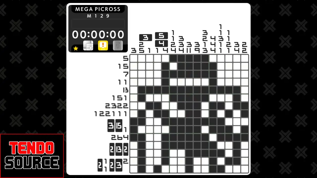 An image of a crossword puzzle with a high number of squares in a picross grid.