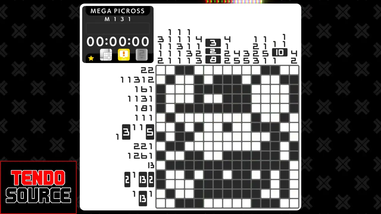 An image of a crossword puzzle with a high number of squares in a picross grid.