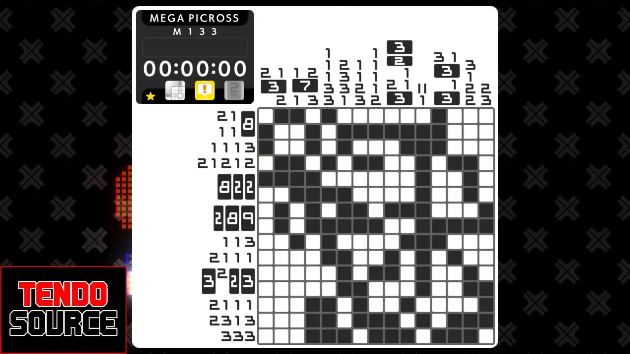 An image of a crossword puzzle with a high number of squares in a picross grid.