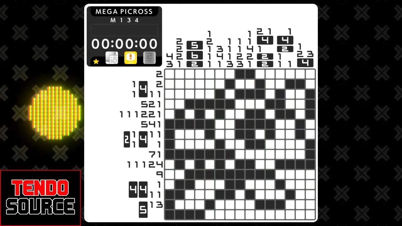An image of a crossword puzzle with a high number of squares in a picross grid.