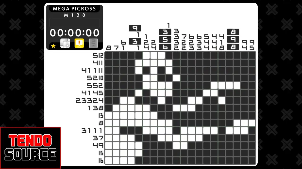 An image of a crossword puzzle with a high number of squares in a picross grid.