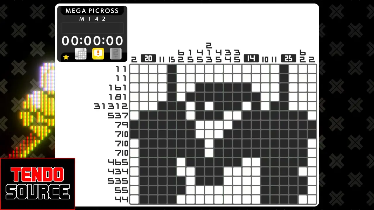 An image of a crossword puzzle with a high number of squares in a picross grid.