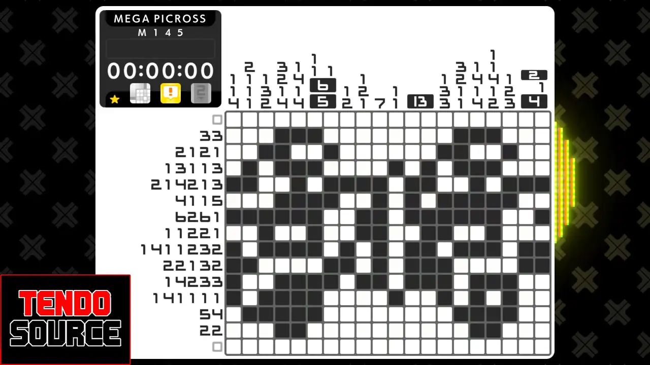 An image of a crossword puzzle with a high number of squares in a picross grid.
