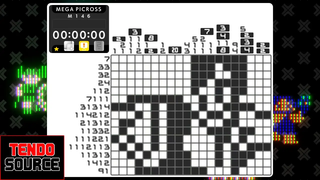 An image of a crossword puzzle with a high number of squares in a picross grid.