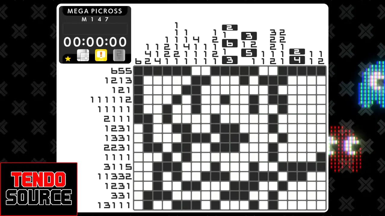 An image of a crossword puzzle with a high number of squares in a picross grid.