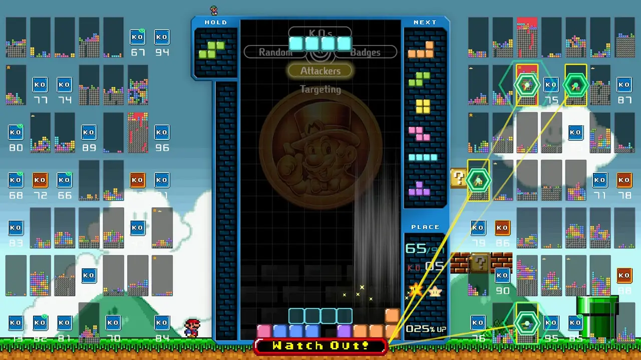 tetris 99 screenshot of falling blocks