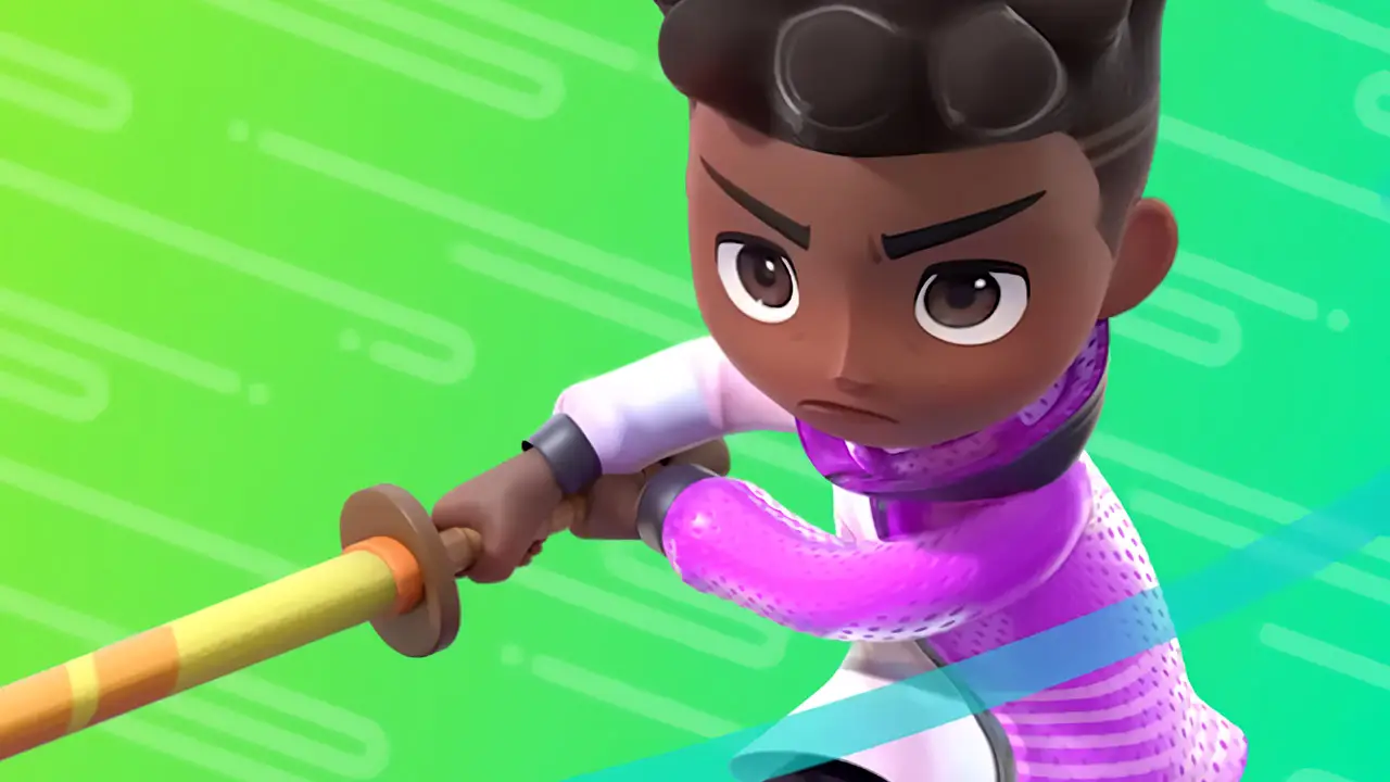 a mii swinging a chambara sword