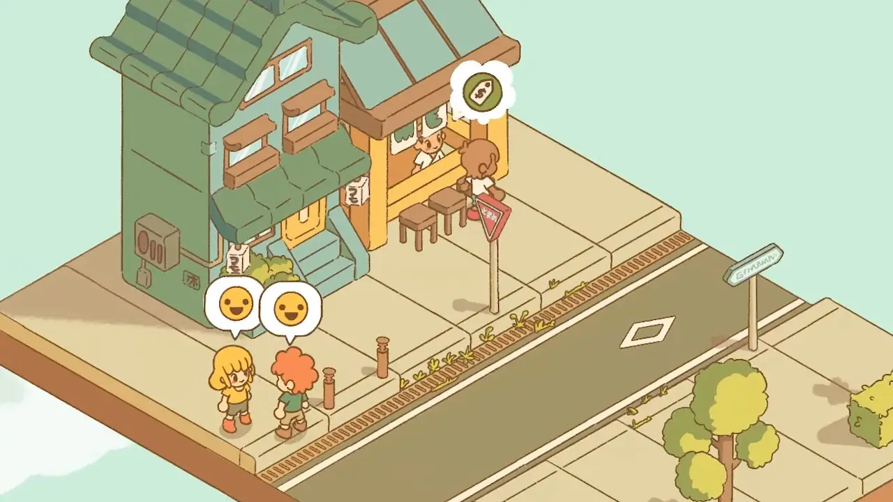 overhead view of a cartoon street