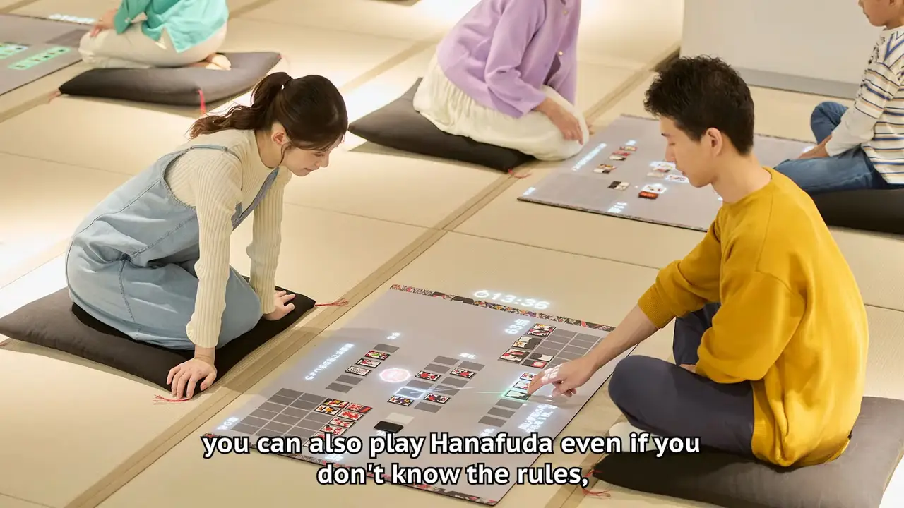 people playing  hanafuda cards at Nintendo Museum