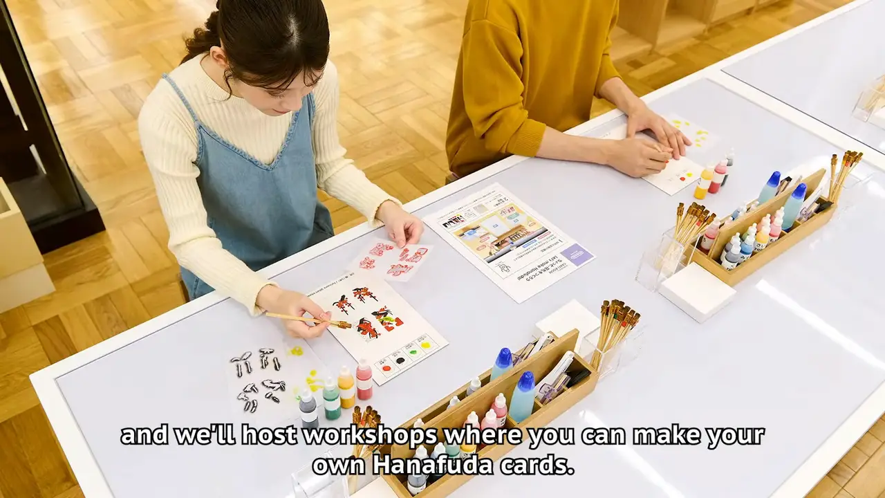 people making hanafuda cards at Nintendo Museum