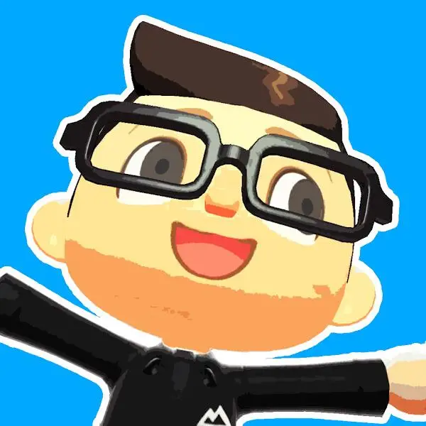 wally as an animal crossing character with glasses