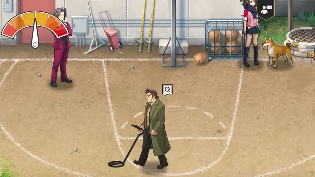 detective using mine field scanner on field