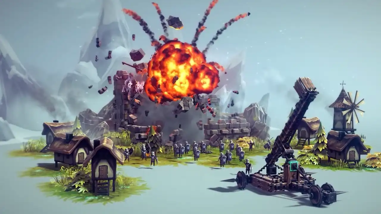 catapults throwing stuff which made an explosion