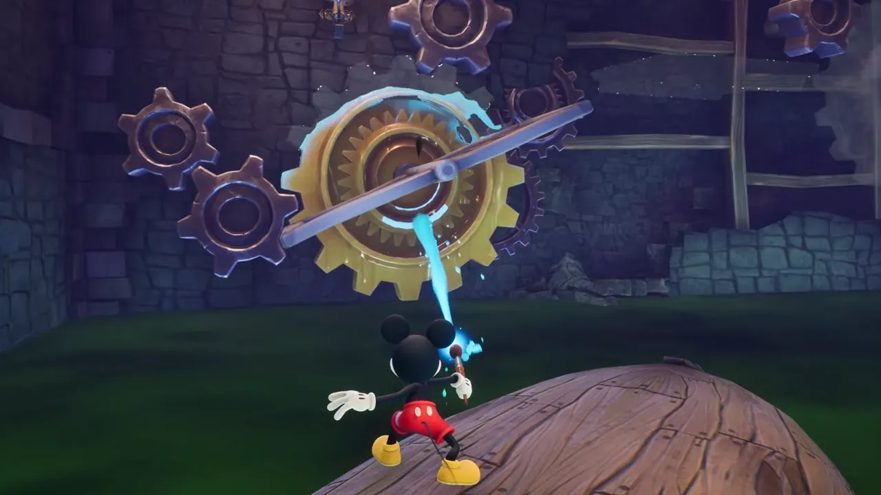 New Nintendo Switch Game Disney Epic Mickey: Rebrushed; Mickey painting a pathway