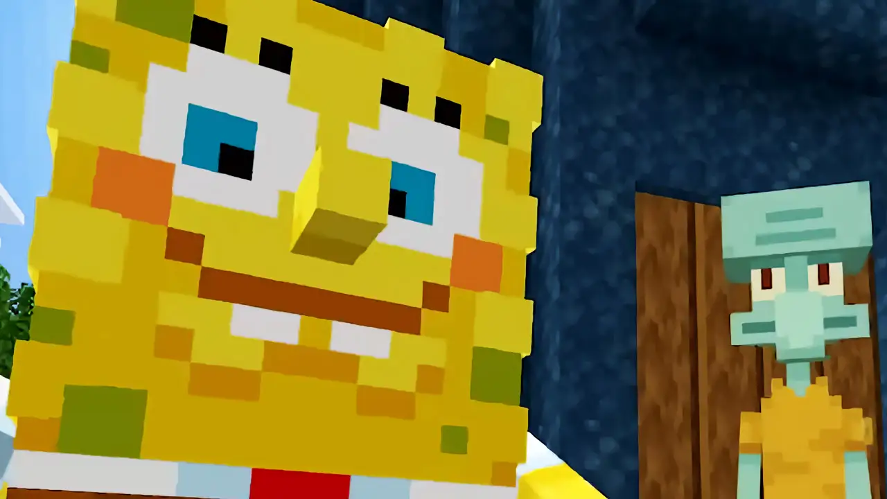 pixelated spongebob smiling